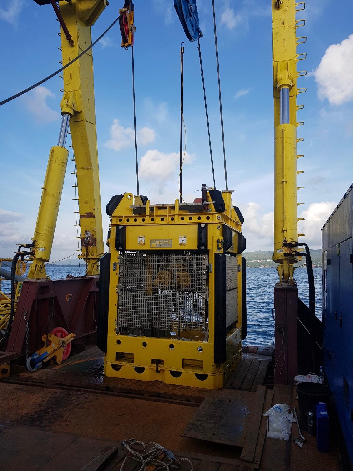 CPT Manta seabed geotechnical equipment on deck